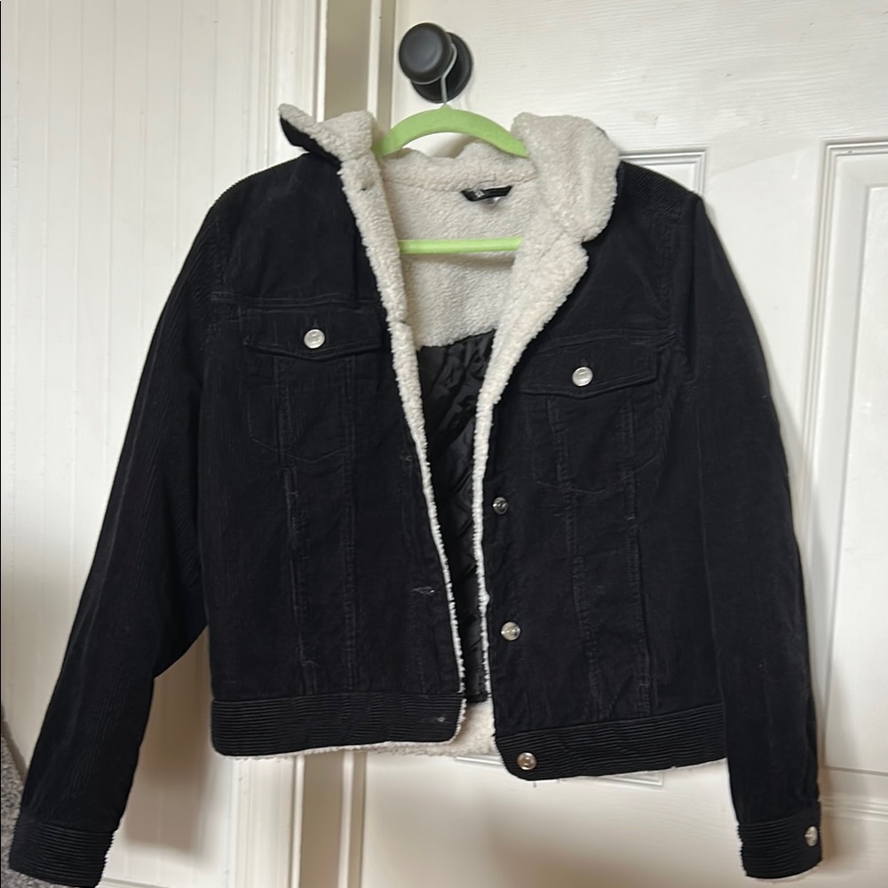 H&M Black Corduroy Jacket with Cream Lining